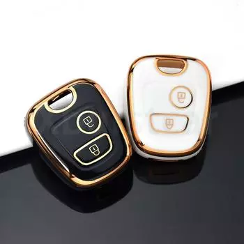 Мягкий золотой край ТПУ автомобильный чехол для ключей с 2 кнопками для Peugeot 106 107 206 207 307 для Citroen C1 C2 C3 C4 XSARA PICASSO