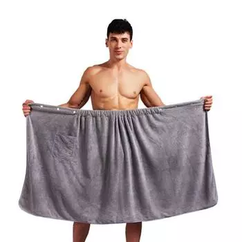 Мягкое быстросохнущее мужское банное полотенце с карманом, мягкое полотенце для купания из микрофибры, волшебное пляжное полотенце-одеяло 70*140 см 140x70cm&1pc серый