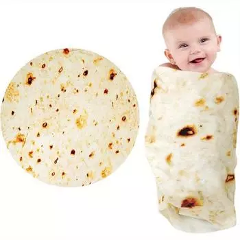 Мягкое фланелевое детское одеяло Tortilla - Теплый одеяльце для новорожденных, комплект с повязкой на голову Taco - унисекс, супермягкое