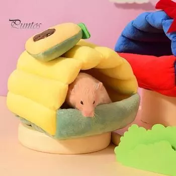 Мягкое гнездо для хомяка, укрытие для маленьких животных, уютный домик-пещера для кроликов, морских свинок, хорьков, ежей, аксессуары для зимнего отдыха и укрытия S Avocado