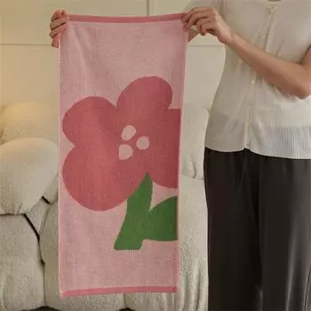 Мягкое хлопковое полотенце для лица с цветами и тюльпанами для детей, впитывающее банное полотенце, удобное хлопковое домашнее полотенце, пляжные полотенца 35x35cm розовый