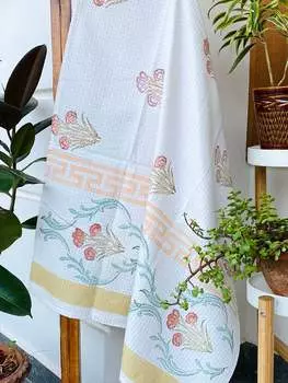 Мягкое хлопковое полотенце с блочным принтом (60-30 дюймов)