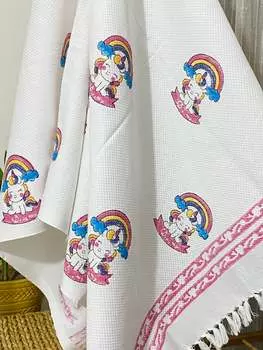 Мягкое хлопковое полотенце с принтом Handblock