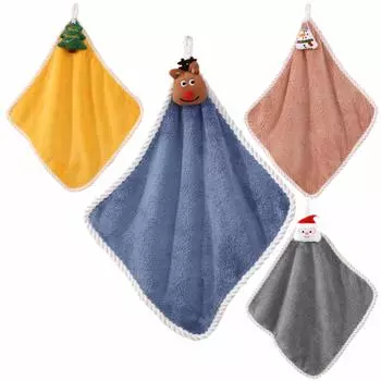 Мягкое и милое полотенце для рук с изображением Санта-Клауса из кораллового бархата One Size синий