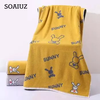 Мягкое и удобное банное полотенце, хлопковое жаккардовое банное полотенце, окрашенное в пряжу, 70*140, домашнее банное полотенце, банное полотенце с милым мультяшным узором 70x140cm