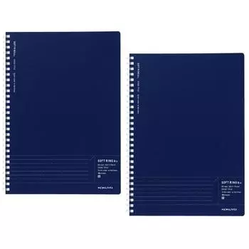 Мягкое кольцо KOKUYO Note Biz B5 с точками B и линейкой по краю, темно-синий, набор из 2 шт. S-SJ201BT-DBX2