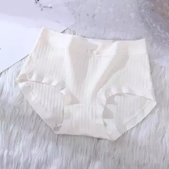 Мягкое нижнее белье из чистого хлопка, женские трусики, облегающие бедра, облегающее нижнее белье, удобные треугольные трусики M молочный белый