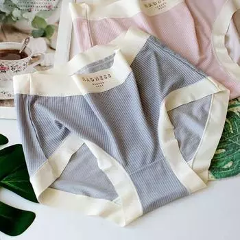 Мягкое нижнее белье, высокая эластичность, большие размеры, женские удобные трусики со средней талией, дышащие полосатые штаны на бедрах One Size светло-желтого