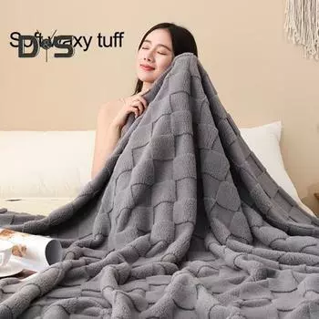 Мягкое одеяло, антистатическое офисное домашнее одеяло, диван, дорожное легкое плюшевое уютное теплое клетчатое одеяло с 3D-принтом для всесезонного использования 150x200cm зелёный