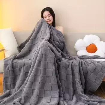 Мягкое одеяло, антистатическое офисное домашнее одеяло, диван, дорожное легкое плюшевое уютное теплое клетчатое одеяло с 3D-принтом для всесезонного использования 150x200cm зелёный