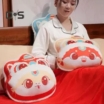 Мягкое одеяло и подушка для путешествий с изображением животных, 3 в 1, плюшевая подушка в виде змеи из мультфильма с согревающим дизайном для рук, для путешествий, самолета, поезда, кровати, офиса синий