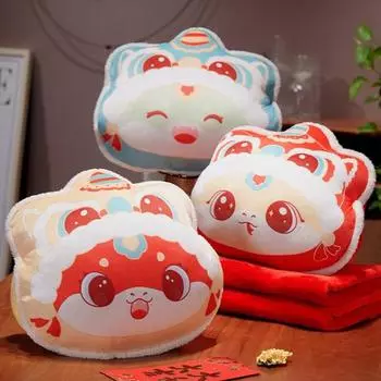 Мягкое одеяло и подушка для путешествий с изображением животных, набор из 3-в-1, плюшевая подушка в виде змеи из мультфильма с дизайном для согревания рук, для путешествий, самолета, поезда, кровати жёлтый