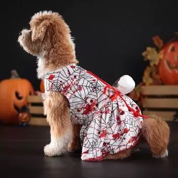 Мягкое платье для собак Spider Blood, платье для косплея собак Crystal Velvet, юбка для косплея собак на Хэллоуин XL-jumpsuits