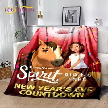 Мягкое плюшевое одеяло с героями мультфильмов Spirit Riding Free Horses, фланелевое одеяло, одеяло для гостиной, спальни, кровати, дивана, чехол для пикника 40x50in
