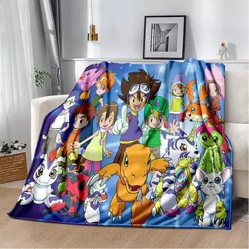 Мягкое плюшевое одеяло с изображением мультфильма «Дигимоны», фланелевое одеяло, покрывало для гостиной, спальни, кровати, дивана, покрывало для ребенка 50x60in