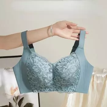 Мягкое поддерживающее нижнее белье с желейными полосками, женское нижнее белье с большой грудью, маленькая полная чашка без стального кольца, противопровисающий бюстгальтер с регулировкой груди 75BC серый