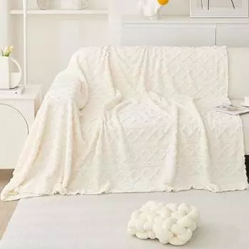 Мягкое полотенце для дивана с рисунком аргайл для гостиной, зимние теплые мягкие коралловые бархатные чехлы для диванов, универсальный чехол в современном стиле 180x130cm бежевый