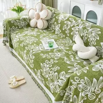 Мягкое полотенце из шенилла для дивана, всесезонное, универсальное, пылезащитное, цельное, с кисточками по краю, удобное, нескользящее, одеяло 183x130