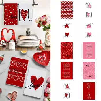 Мягкое полотенце, кухонные полотенца с принтом «День Святого Валентина и любовь», впитывающее быстросохнущее чистящее полотенце для посуды One Size