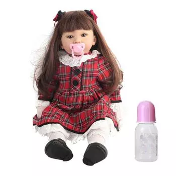 Мягкое силиконовое тканевое тело куклы-девочки, реалистичная кукла-младенец, подарок на день рождения для детей, 60 см, карие глаза