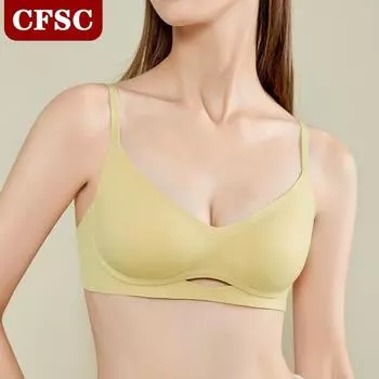 Мягкое стальное кольцо, бесшовное нижнее белье, женский собранный фиксированный бюстгальтер пуш-ап, летний тонкий бюстгальтер для девочек S