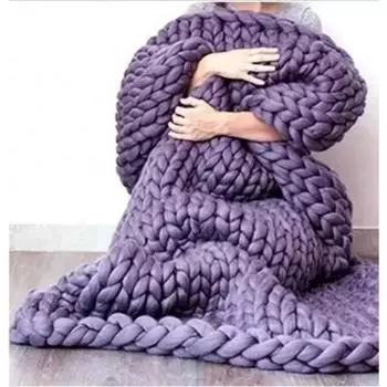Мягкое теплое большое вязаное одеяло ручной работы из грубой шерсти, милый подарок на зиму, кровать, диван, девочка, всесезонный спальный мешок 50x50cm(0.2kg)