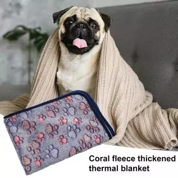 Мягкое теплое удобное фланелевое одеяло для кровати для кошек и собак с мультяшным рисунком, одеяло для сна для домашних животных S серый