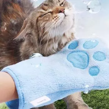 Мягкое впитывающее полотенце-перчатка для домашних животных для средних и крупных собак, быстросохнущее полотенце из плотной ткани с ручкой для подвешивания 1 серый