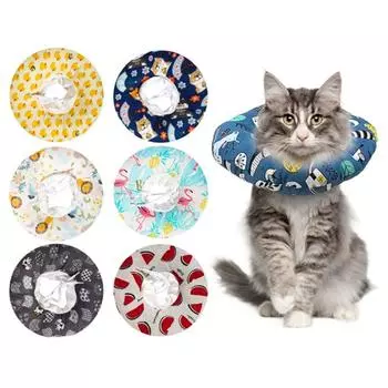 Мягкое защитное кольцо для шеи кошки, дышащий электронный ошейник для собак и кошек, очищающий шейный ошейник для кошек от укусов