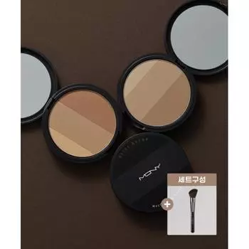 Mqny Основной продукт + кисть Fakeup Contour 3 Color Shading 3d Creation Co Shedding Highlighter BEIGE BROWN+BRUSH