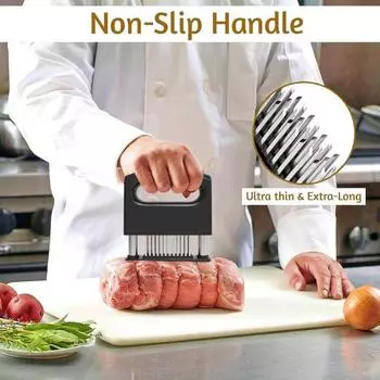 Мясной тендерайзер для говядины, индейки, курицы, 48 игл из нержавеющей стали, мощный кухонный инструмент для сочного, ароматного мяса, улучшения маринадов, уменьшения чёрный