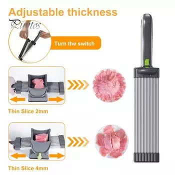 Мясорезка для нарезки и измельчения мяса, ручная мясорезка для говядины, свинины, баранины, регулируемая толщина, мясорезка с точилкой циан