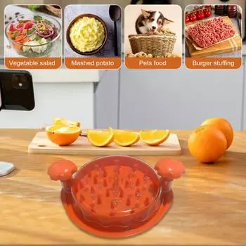 Мясорубка Yousheng с противоскользящим основанием и эргономичной ручкой. Измельчитель пищевого мяса. Эффективный инструмент для измельчения говядины, свинины, индейки без содержания бисфенола А. оранжевый