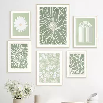 Мята Растение Ваза Цветок Маргаритка Альбом Узор Пейзаж Плакаты И Печать Холст Искусство Настенное Украшение Дома Картины Для Гостиной 21x30cm No Framed