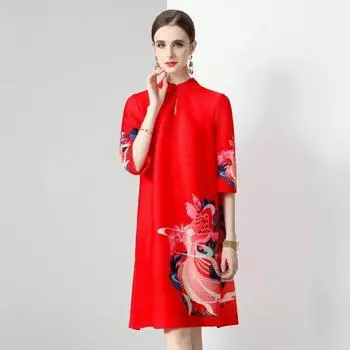 Мятая юбка-платье А-силуэта, новый стиль весенне-летней вестернизации, благородная и молодая женщина. M зелёный