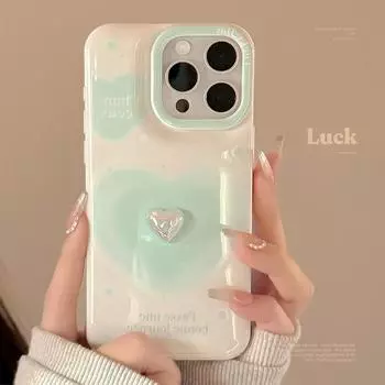 Мятно-зеленый чехол для телефона Love на 11/12/13/14/15 15promax