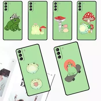 Мятно-зеленый чехол с изображением лягушки и гриба для Samsung Galaxy S23 Ultra S8 S9 S10 S22 Plus S20 S21 FE Note 10 20 S24 Ultra Case Galaxy S20 Plus