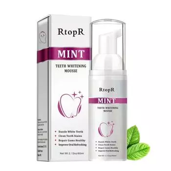 Мятный мусс для зубов Очищающий отбеливающий мусс удаляет пятна Отбеливание зубов Гигиена полости рта Зубная паста Уход