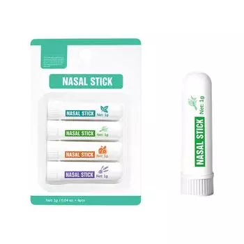 Мятный назальный деконгестант в стике, освежающий при назальной ингаляции, быстродействующий, обеспечивает вентиляцию и успокаивает. белый