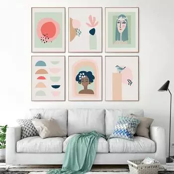 Мятный пастельный музейный плакат, абстрактная красота, холст для девочек, картина с принтом середины века, современная зеленая геометрия, настенные художественные фотографии, декор 21*30cm