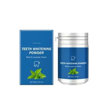Мятный порошок для ухода за полостью рта, для чистки зубов, свежего дыхания и удаления запаха, для чистки зубов и удаления пятен 50 г One Size белый