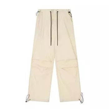 Мятые повседневные прямые рабочие брюки для мужчин, свободный однотонный цвет, тонкий дизайн, спортивная завязка, длинные брюки с завязками на ногах XS розовый