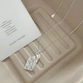 Мятый Геометрический Жемчужный Кулон Неправильной Формы Легкий Роскошный Высококлассный Текстура Лавы