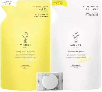 Mqure Deep Moist Repair Шампунь Сменный блок 360 мл 1 шт. Лечебный сменный блок 360 мл 1 шт. Набор Маленькое мыло SPCD Желтый и + + [mqure Белый]