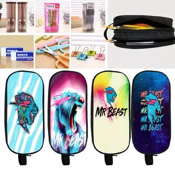 Mr Beast, игровая сумка-карандаш с освещением, школьные чехлы для кошек, корейская сумка-держатель для канцелярских принадлежностей для девочек, чехол для ручек, школьные принадлежности для студентов 1
