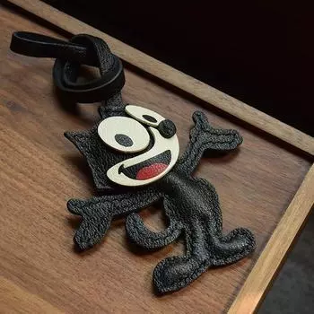 [MR clip] Ретро CAT кожаная сумка сшитая вручную подвеска для ключей зеркало заднего вида автомобиля простая индивидуальная модная цепочка для ключей