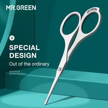 MR.GREEN Ножницы для волос в носу, триммер для бороды, инструменты для удаления волос на лице из нержавеющей стали с закругленными кончиками, инструменты для макияжа