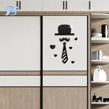 Mr. Hat Mirror Decoration 1mm Acrylic Wall Sticker Wardrobe Wall Self-Adhesive Layout Sticker