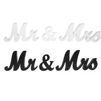 Mr & Mrs Wood Plaque Wooden Sign Board Home Wedding Decorative Letters 2 Colors white