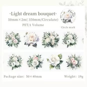 Mr.Paper PET Washi Tape 8 Style DIY Journal Scrapbooking Decorative Tape Vintage Plant Flower Lovers Masking Tape